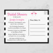 ブラックトロピカルビーチピンクフラミンゴブライダルシャワー インビテーションポストカード (裏面)