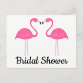 ブラックトロピカルビーチピンクフラミンゴブライダルシャワー インビテーションポストカード (正面)
