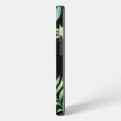 ブラックトロピカルリーフパターン電話ケース iPhoneケース (左側面)