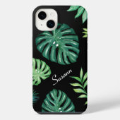 ブラックトロピカルリーフパターンiPhone 14ケース iPhoneケース (裏面)