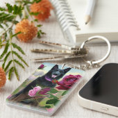 ブラックドイツの羊飼いインバラガーデンアート キーホルダー (正面右)