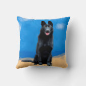 ブラックドイツシェパードオンビーチ クッション (裏面)