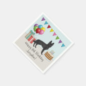 ブラックドイツシェパードカラフルハッピーバースデー スタンダードカクテルナプキン (角)