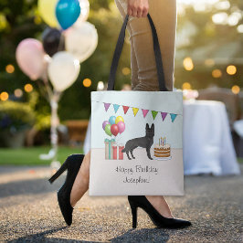 ブラックドイツシェパードカラフルハッピーバースデー トートバッグ