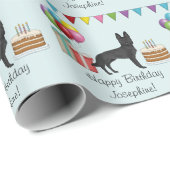 ブラックドイツシェパードカラフルハッピーバースデー ラッピングペーパー (ロールコーナー)