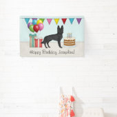 ブラックドイツシェパードカラフルハッピーバースデー 横断幕 (インサイチュ)