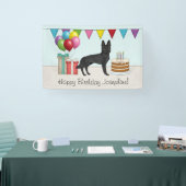 ブラックドイツシェパードカラフルハッピーバースデー 横断幕 (トレードショー)