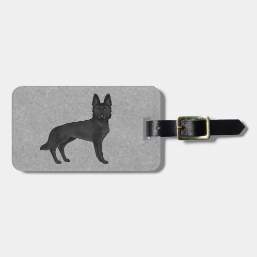 ブラックドイツシェパードキュートGSD犬とカスタム文字 ラゲッジタグ (正面横)