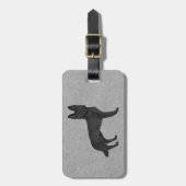 ブラックドイツシェパードキュートGSD犬とカスタム文字 ラゲッジタグ (正面縦)