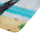 ブラックドイツシェパードドッグオンビーチ カッティングボード (角)