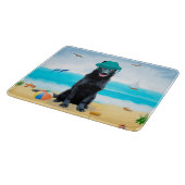 ブラックドイツシェパードドッグオンビーチ カッティングボード (角)