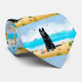 ブラックドイツシェパードドッグオンビーチ ネクタイ (ロール)