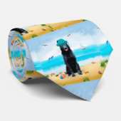 ブラックドイツシェパードドッグオンビーチ ネクタイ (ロール)