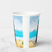 ブラックドイツシェパードドッグオンビーチ 紙コップ (右)