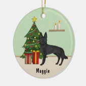 ブラックドイツシェパードドッグクリスマスツリー セラミックオーナメント (左)