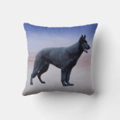 ブラックドイツシェパードドッグビーチポートレート クッション (裏面)