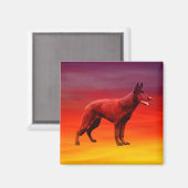 ブラックドイツシェパードドッグビーチポートレート マグネット (正面/裏面)