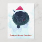 ブラックドイツシェパードパピースクリスマスリース シーズンポストカード (正面)