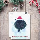 ブラックドイツシェパードパピースクリスマスリース シーズンポストカード