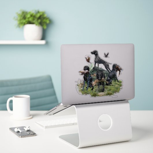 ブラックドイツ短編ポインタ シール (デスク上のノートパソコン)