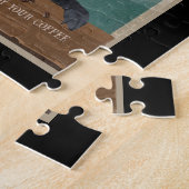 ブラックドイツ羊飼いドッグコーヒー愛好家 ジグソーパズル (側面)