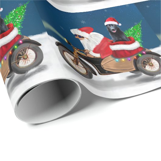 ブラックドイツ羊飼い犬クリスマスサンタクロース ラッピングペーパー (ロールコーナー)