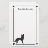 ブラックドイツ羊飼いGSD犬とカスタム文字 便箋 (正面/裏面)