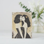 ブラックドキスをするレス金ゴールドハート ポストカード (スタンド正面)