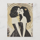 ブラックドキスをするレス金ゴールドハート ポストカード (正面)