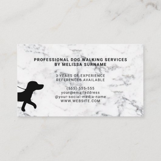 ブラックドッグウォーカーシルエットフェイクオン大理石 名刺 (裏面)