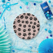 ブラックドッグポーパターンバラ金ゴールド ペーパープレート (パーティー)