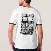 ブラックドッグ デザイン スタイル: メンズ ベーシック リンガー Tシャツ (裏面)