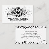 ブラックドットアート（ばちゃばちゃ）跳ねるカメラシャッター 名刺 (正面/裏面)