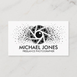 ブラックドットアート（ばちゃばちゃ）跳ねるカメラシャッター 名刺