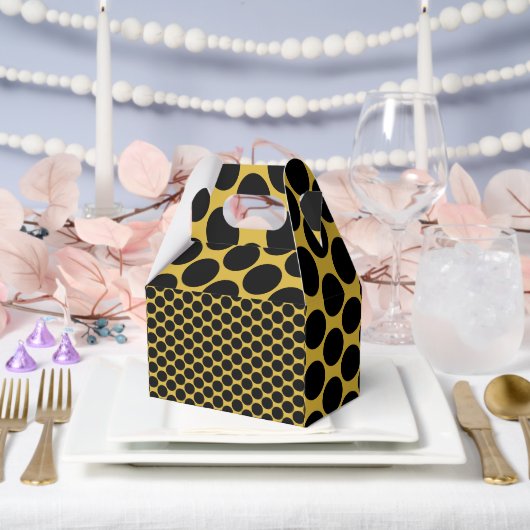 ブラックドットスタイルのゴールドゲーブル 5x3x6.5 フェイバーボックス (ウェディング)