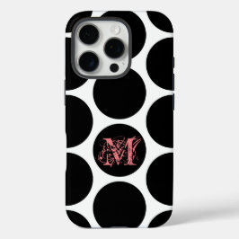 ブラックドットパターン – カスタムイニシャル iPhone 16 PROケース