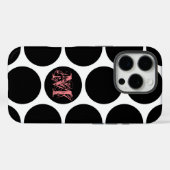 ブラックドットパターン – カスタムイニシャル Case-Mate iPhoneケース (裏面 (横))