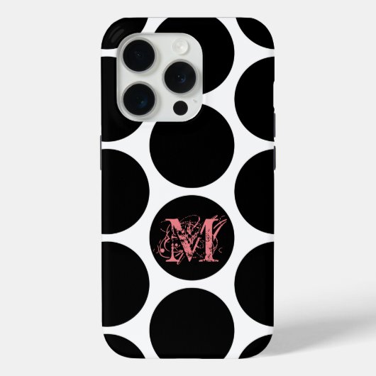 ブラックドットパターン – カスタムイニシャル Case-Mate iPhoneケース (裏面)