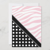 ブラックドットピンクゼブラ柄ベビーシャワー 招待状 (裏面)