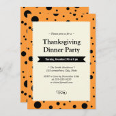 ブラックドモダンットゴールデンサンクスギビング招待状 招待状 (正面/裏面)