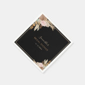 ブラックドライパームリーフパンパスグラス ブライダルシャワー スタンダードカクテルナプキン (角)