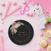 ブラックドライパームリーフパンパスグラス ブライダルシャワー ペーパープレート (パーティー)