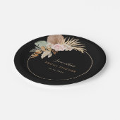 ブラックドライパームリーフパンパスグラス ブライダルシャワー ペーパープレート (アングル)