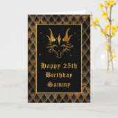 ブラックドラゴはかりで測ンフェイクグリッターハッピーバースデー カード (黄色い花)