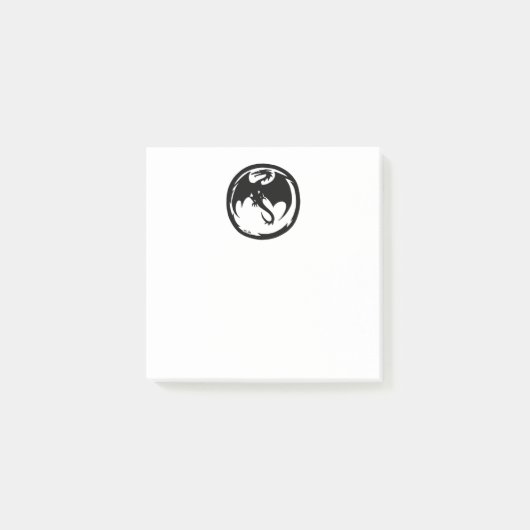ブラックドラゴンのホワイトノートパッド ポストイット (正面)