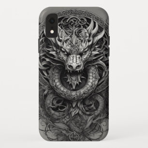 ブラックドラゴンの威厳: ミスティカルTシャツデザイン iPhone XRケース