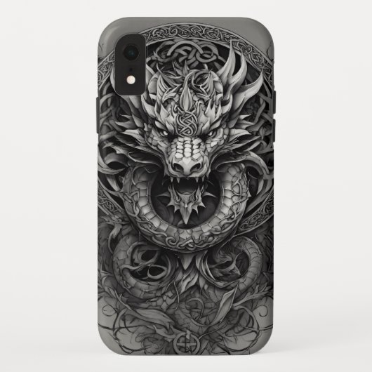 ブラックドラゴンの威厳: ミスティカルTシャツデザイン Case-Mate iPhoneケース (裏面)