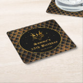 ブラックドラゴンはかりで測金ゴールドフェイクグリッター誕生日 スクエアペーパーコースター (アングル)