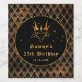 ブラックドラゴンはかりで測金ゴールドフェイクグリッター誕生日 ワインラベル (シングルラベル)