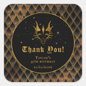 ブラックドラゴンはかりで測金ゴールド誕生日ありがとう スクエアシール (正面)